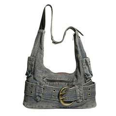 2000s Icon Denim Buckle Shoulder Bag