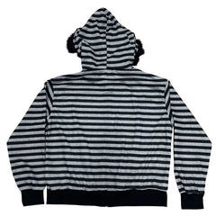 2000s Striped Faux Fur Zip-Up Hoodie