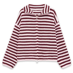90s Striped Knit Zip-Up Cardigan