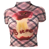 Apple Core Print Y2K Baby Tee