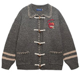 Apple Embroidery Grey Cardigan