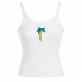 Beaded Palm Tree Ribbed Tank Top