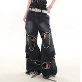 Model Behavior Chain Ripped Jeans