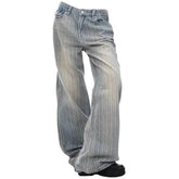 Missed Calls Striped Wide-Leg Jeans