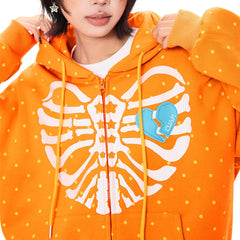 Broken Heart Skeleton Zip Up Hoodie