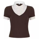 Gossip Goes Around Layered Collar Shirt