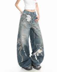Coquette Bow Chain Print Jeans