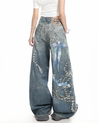 Coquette Bow Chain Print Jeans