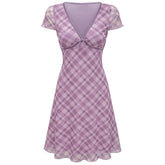 Cottage Summer Plaid Mini Dress