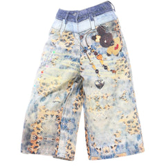 I Woke Up Cute Chain Print Denim Shorts