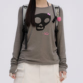 Emo Phase Skull Long Sleeve Top