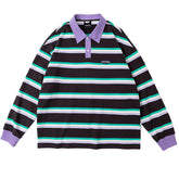 Grape & Mint Stripe Rugby Polo Shirt