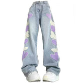 Sweet Attitude Heart Patch Wide-Leg Jeans