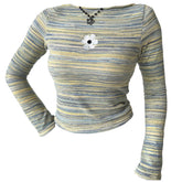 Indie Flower Striped Long Sleeve Top