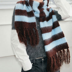 Bookshop Knit Mocha Blue Scarf
