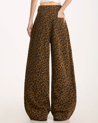 Wild Aura Leopard Print Wide-Leg Pants