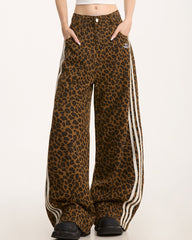 Wild Aura Leopard Print Wide-Leg Pants