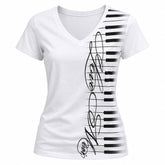 Piano Keyboard V-Neck T-Shirt