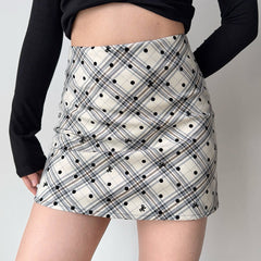 Missed Calls Plaid Polka Dot Skirt