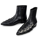 Paris Meeting Pointed Toe Buckle Boots