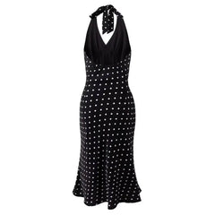 French Summer Polka Dot Halter Dress