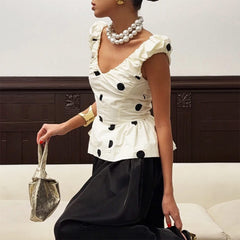 Polka Dot Ruffle Top
