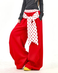 Polka Dot Belt Wide Leg Pants