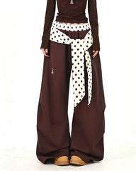 Polka Dot Belt Wide Leg Pants
