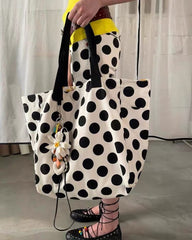 Polka Dot Canvas Shopper Bag