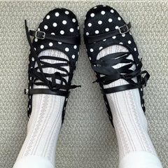 Paris Stories Polka Dot Lace Ballet Flats