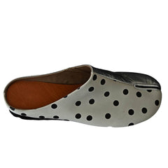 Paris Polka Dot Silver Tabi Mule Flats