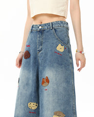 Poodle Embroidered Denim Shorts
