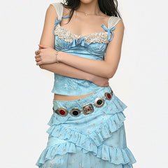 Princess Lace Cami Top in Blue