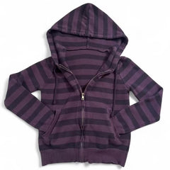 Purple & Black Striped Lightweight Knit Hoodie
