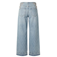 Rhinestone Star Cutout Wide Leg Jeans