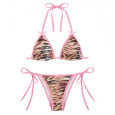 Tiger Print Pink Y2K Bikini Set
