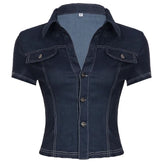 Y2K Denim Cropped Shirt