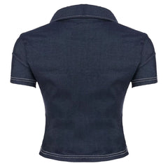 Y2K Denim Cropped Shirt