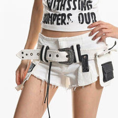 Y2K Low Rise Belted Mini Shorts