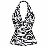 Y2K Era Zebra Print Halter Top