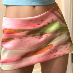 Y2K Floral Print Mini Skirt