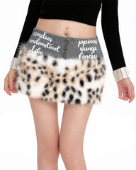 Y2K Leopard Fur Mini Skirt