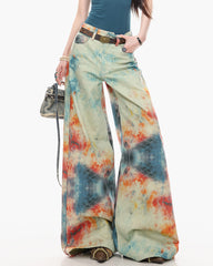 Y2K Chaos Era Tie Dye Wide Leg Jeans