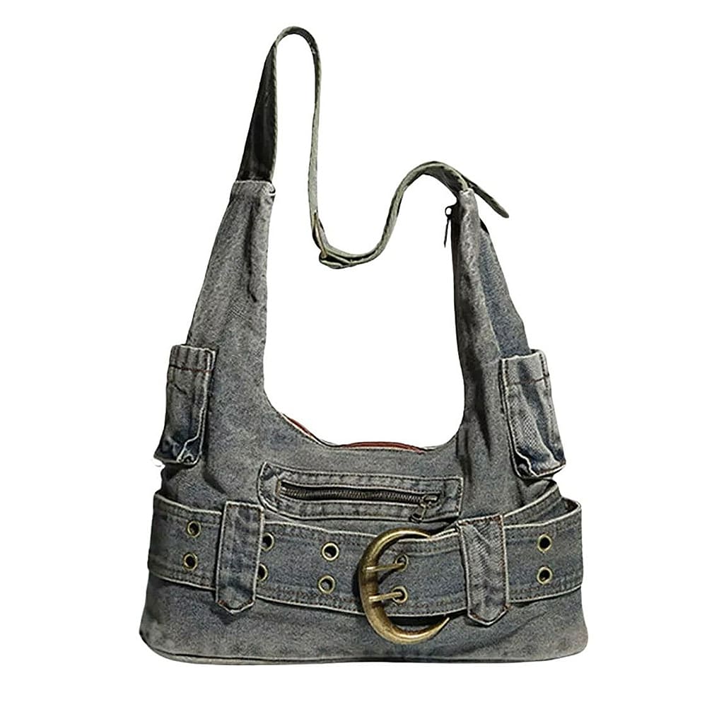 2000s Icon Denim Buckle Shoulder Bag