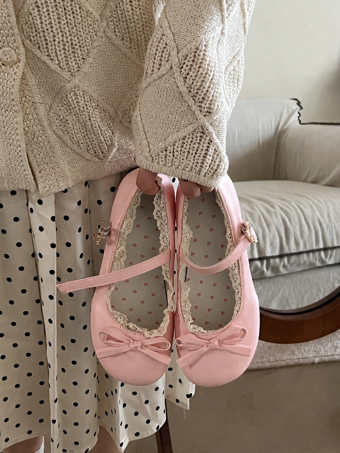2.0 Coquette Lace Trim Mary Jane Flats