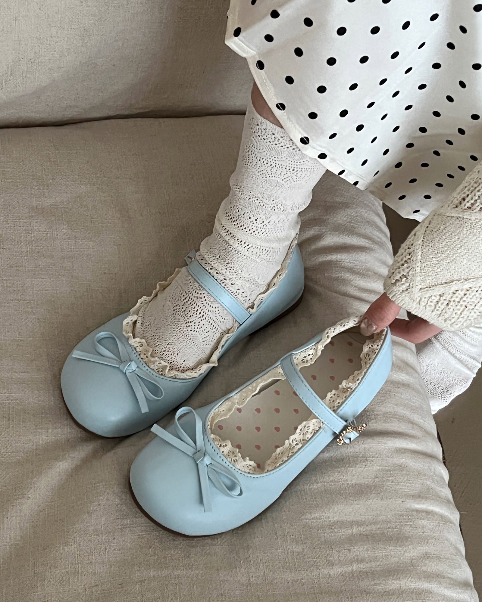 2.0 Coquette Lace Trim Mary Jane Flats