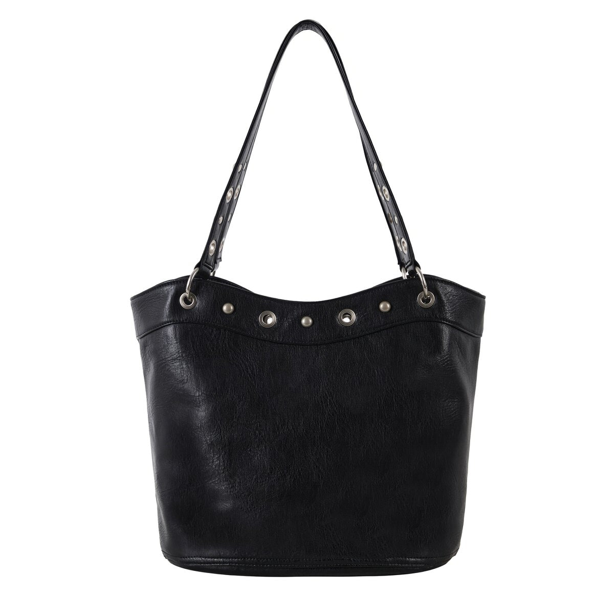 Too Busy Grommet Stud Black Shoulder Bag