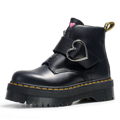 Heart Buckle Platform Boots