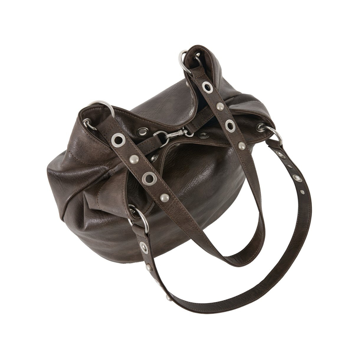 Too Busy Grommet Stud Brown Shoulder Bag