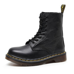 Rounded Toe Lace-Up Combat Boots